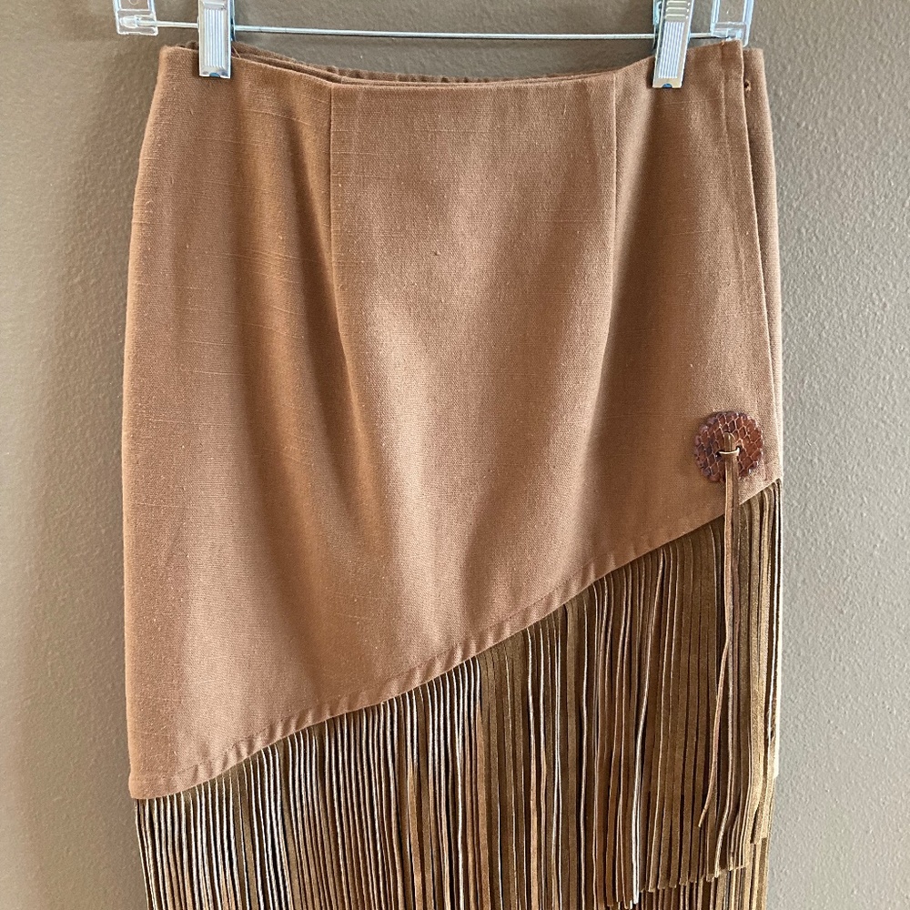Sundance Bohemian Leather Tassel Skirt